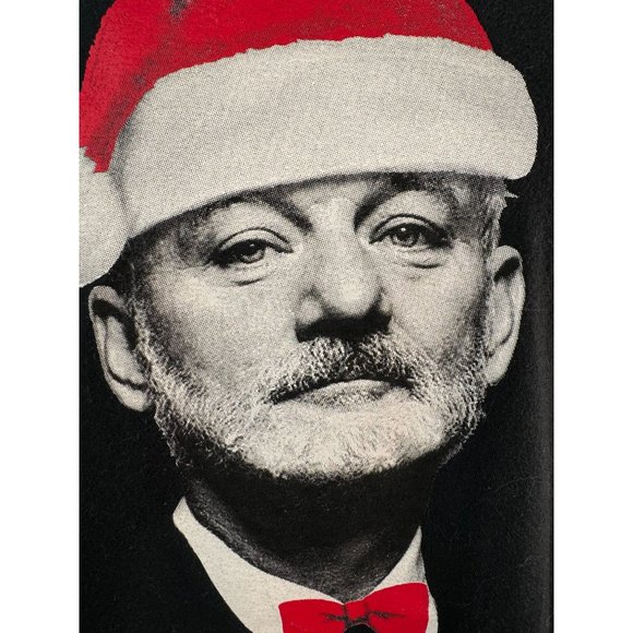 Anvil Ring Spun Bill Murray Santa Holiday TShirt Lg Black Cotton - Picture 2 of 16